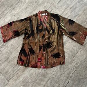 Chico's Metallic Brushstroke Pants in Brown with Black & Pink Highlights